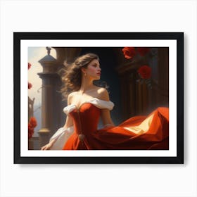 Woman In Red Dress 5 Art Print