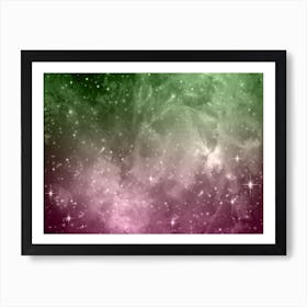 Green Violet Galaxy Space Background Art Print
