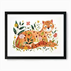 Little Floral Puma 2 Art Print