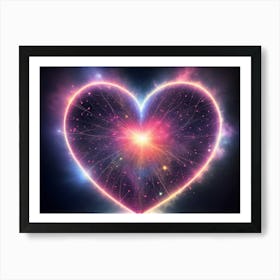 A Colorful Glowing Heart On A Dark Background Horizontal Composition 19 Art Print