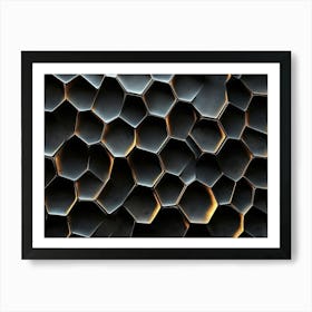 Elegant Seamless Pattern Black 3d Hexagonal Geometric Shape 1 Art Print