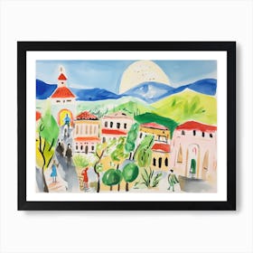 Turin Italy Cute Watercolour Illustration 3 Art Print