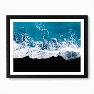 Black Sand Beach In Iceland With Waves  Art Print
