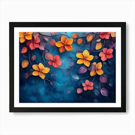 Elegant Colorful With Vibrant Flower Hanging Branches 4 Affiche