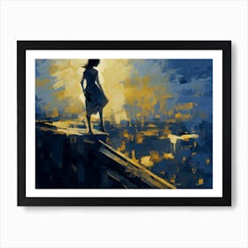 The woman above the rooftops 3 Art Print