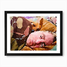 Watercolor Of A Sleeping Dog Art Print