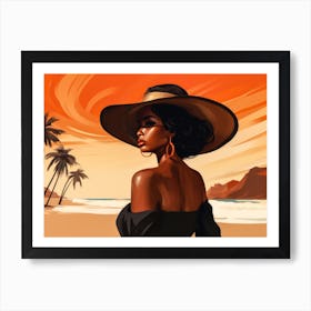 Illustration of an African American woman at the beach 92 Art Print