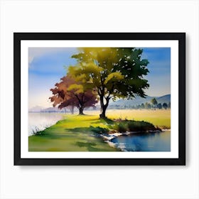 Watercolor Of Trees Art Print