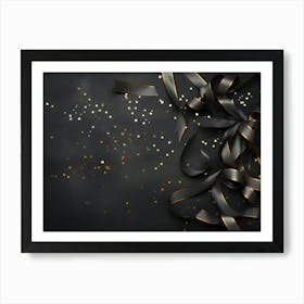 Gold Ribbons On Black Background 1 Poster