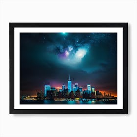 New York City Skyline At Night 1 Art Print