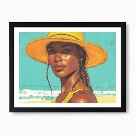 Illustration of an African American woman at the beach 36 Art Print