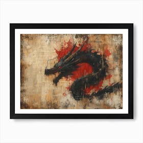 Calligraphic Wonders: Dragon On The Wall Art Print