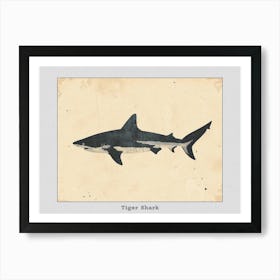 Tiger Shark Grey Silhouette 2 Poster Art Print