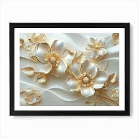 Gold Flowers Wallpaper 1 Art Print