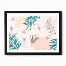 Tropical Leaves And Flowers Art Print