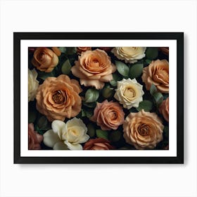 Roses On Black Background Art Print