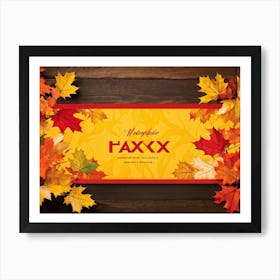 Banner Featuring A Seamless Pattern Of Oak And Maple Leaves Brilliant Shades Of Yellow And Orange E (6) Art Print