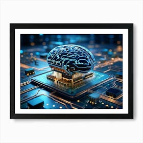 Abstract Concept Of A Brain Resembling An Intricate Circuit Board With Neural Lines Crisscrossing A (1) Art Print