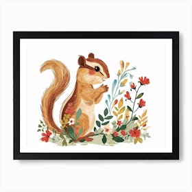 Little Floral Chipmunk 1 Art Print