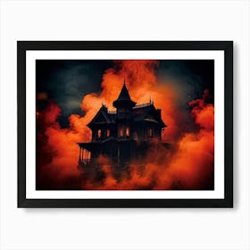 A Haunted House With Fiery And Skittish Autumn Colors Forms The Centerpiece Of A Mysterious Hallowee 2 1 Art Print