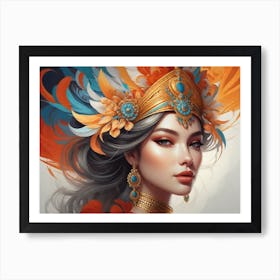 Portrait with feathers Art Print