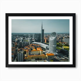 Milan Skyline with Traffic and Skyscrapers, Italy City Print Art Print