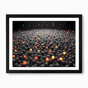 A Field Of Gray Spheres With Glowing Orange Centers, Creating A Textured, Abstract Pattern Art Print