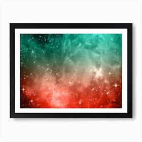 Blue Green Galaxy Space Background 1 Art Print