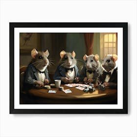 Four Mice Playing Poker Art Print