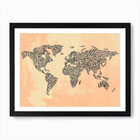 Abstract Minimalist World Map Art Print