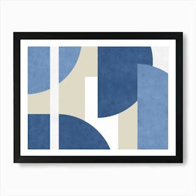 Half-moon Collage Colorblock Graphic Pattern - Blue Navy Shade Art Print