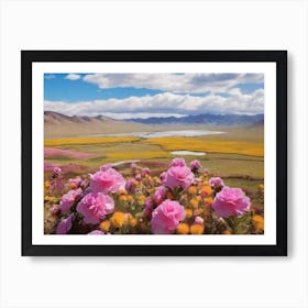 Pink Flowers In The Mountains 4 Art Print