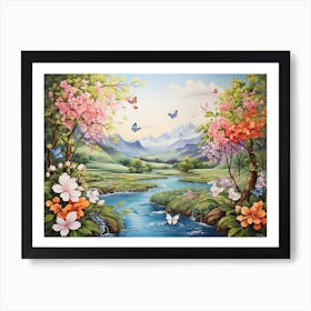 Butterflies And Flowers Art Print