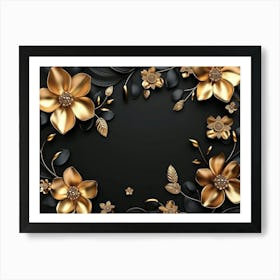 Gold Floral Frame 7 Art Print