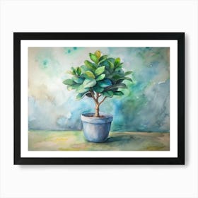 Watercolor Of A Potted Plant 1 Art Print