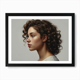 Portrait Of A Woman With Curly Hair Art Print