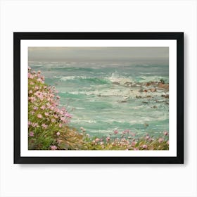 Pink Flowers By The Sea 2 Art Print