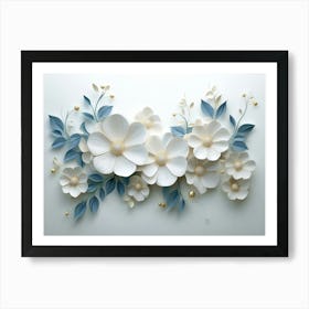 3d Artwork Illustration Flowers White Art Print