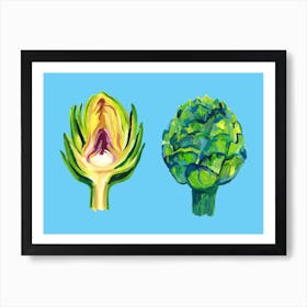 Artichokes On Blue Art Print