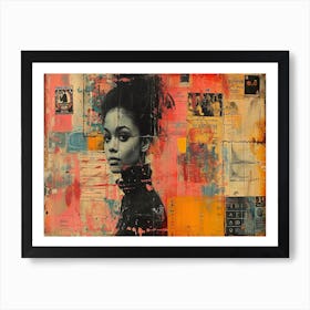 Analog Fusion: A Tapestry of Mixed Media Masterpieces A Woman' Art Print