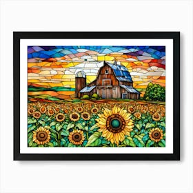 Sunflowers In The Field - Ai Art Print