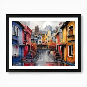 City In The Rain Art Print