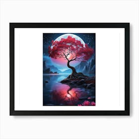 Tree In The Moonlight Art Print