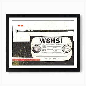 W8hsi Analog Collage Mixed Media Radio Black Red Art Print