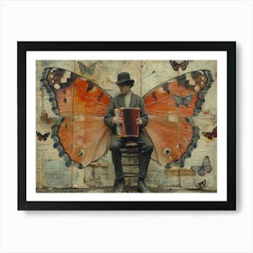 The Rebuff: Ornate Illusion in Contemporary Collage. Man Playing An Accordion Art Print