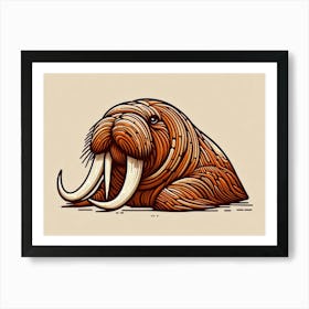 Charming Walrus on the Beach Art Print