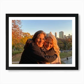 Best Friends Embracing In A Warm Hug Their Smiles Radiant Against The Backdrop Of A Bustling Urban 2 1 Art Print