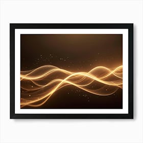 Abstract Digital Image Of A Glowing Golden Wave On A Dark Background With Subtle Sparkling Particles Art Print