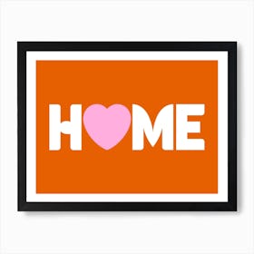 Home Pink Heart on Burnt Orange Art Print