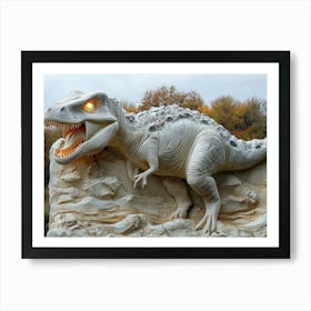 3d Dinosaur Made of Stone 1 Art Print